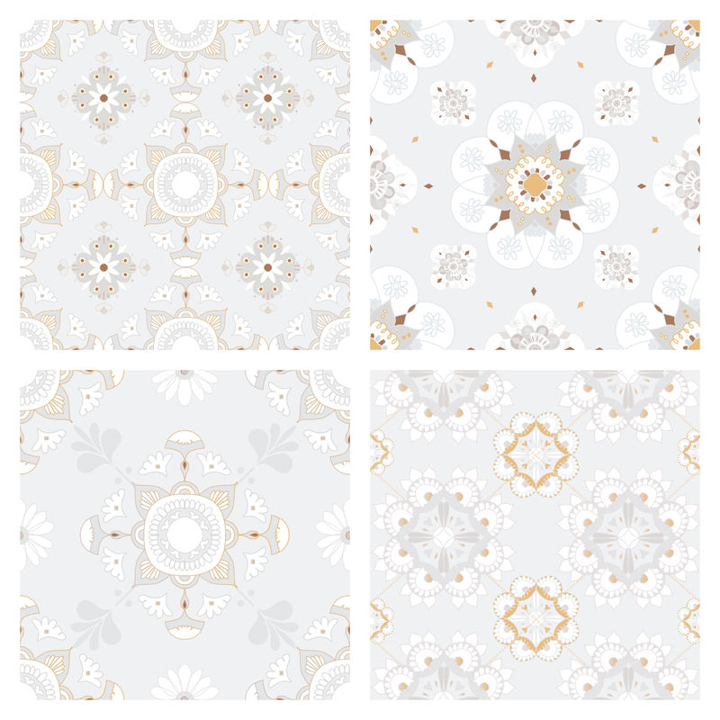 东方曼陀罗灰瓦psd图案背景集