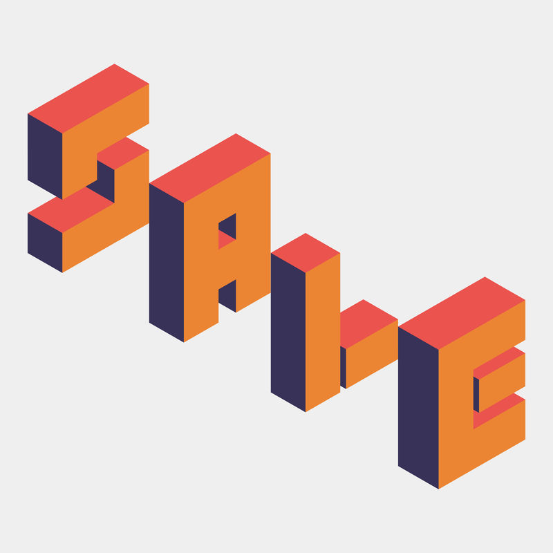 橙色等距字母销售词向量