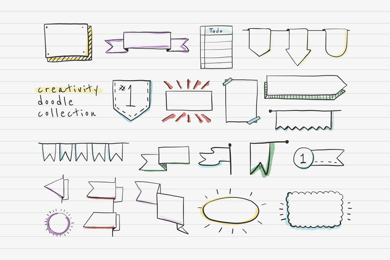 创意涂鸦横幅设计向量集