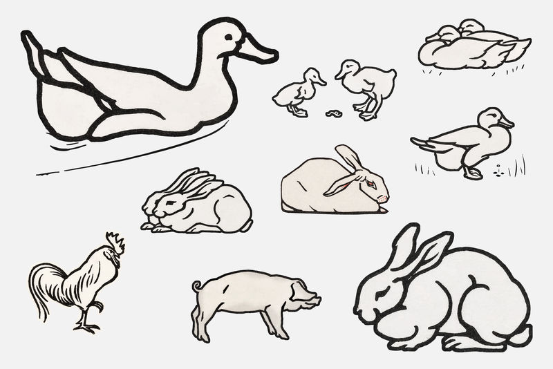 复古鸭动物标志psd复古套装