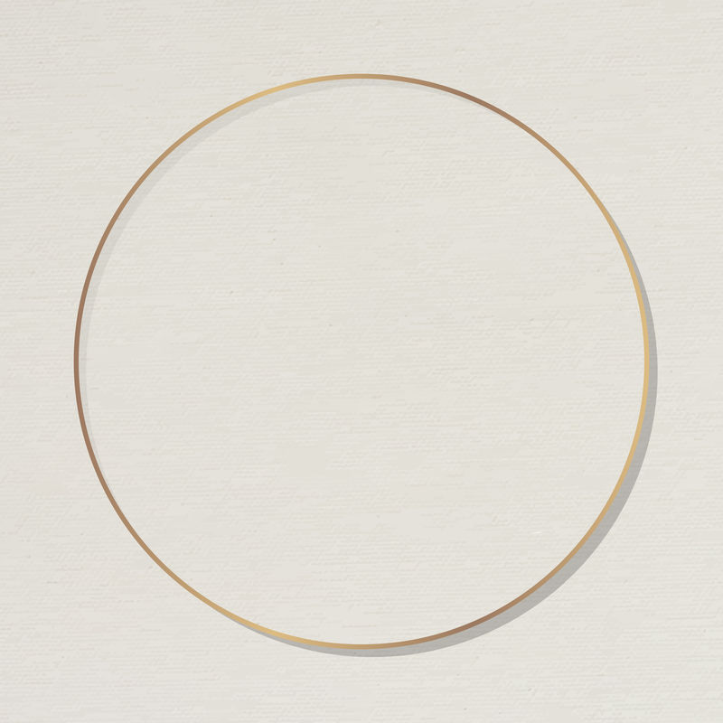 米黄色背景向量上的圆形金框