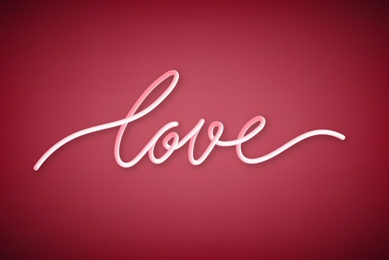 手写爱情3D文字矢量