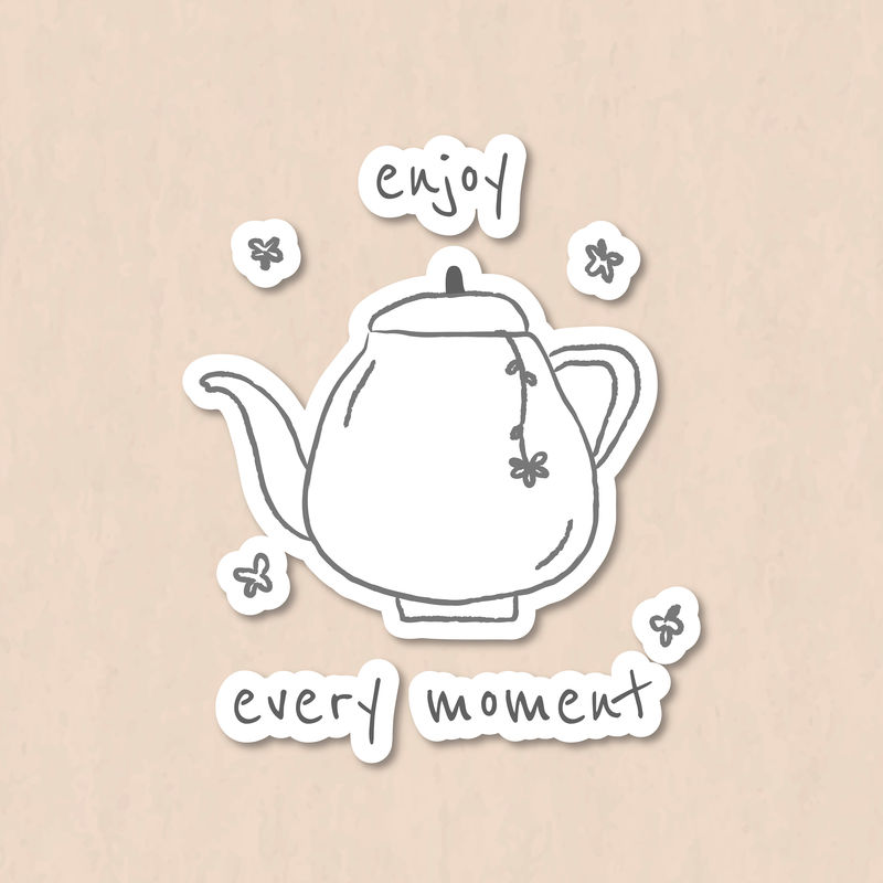 咖啡壶涂鸦日志贴纸矢量