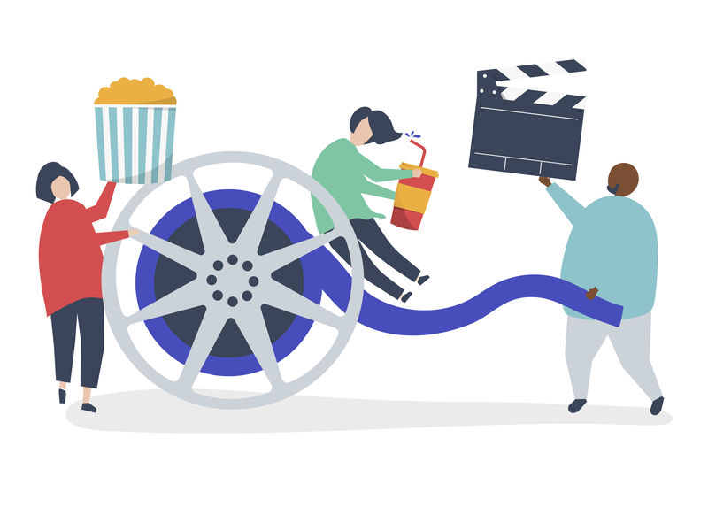 手持电影图标的人物