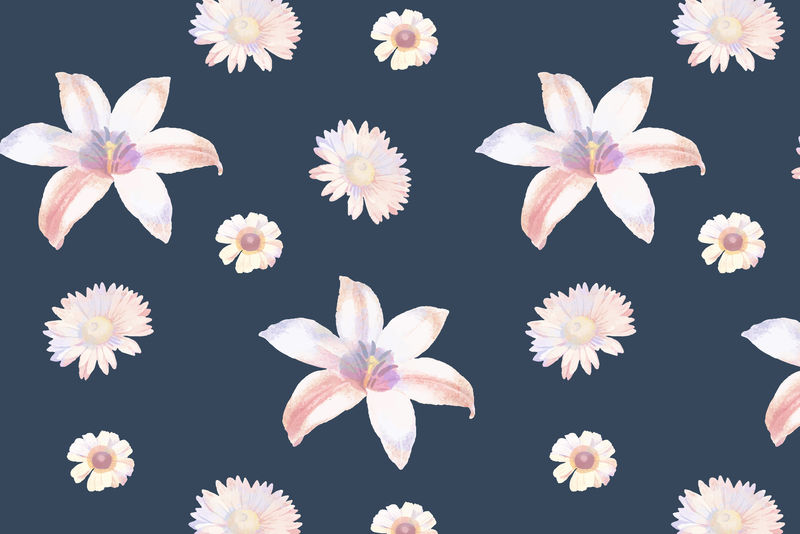 蓝色背景上的百合花