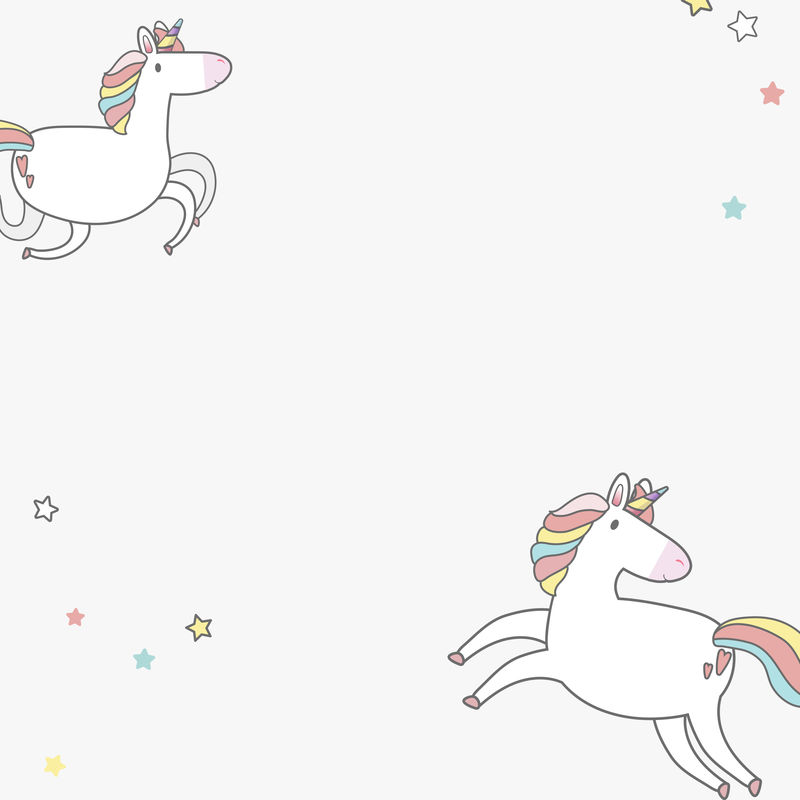 彩色独角兽粉彩psd卡通白色背景图案