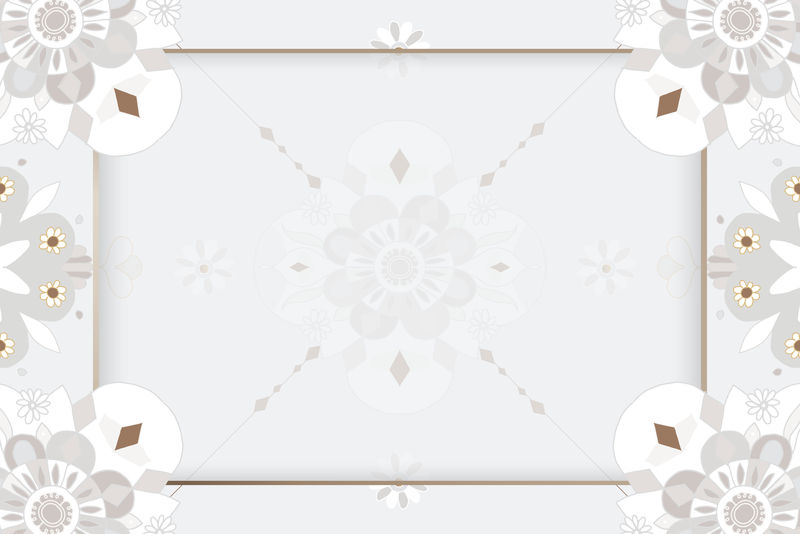 印度曼陀罗图案框psd灰色花朵背景