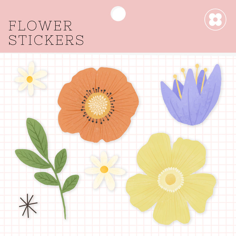 花卉贴纸包装插图