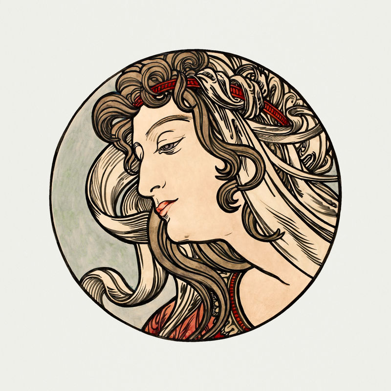 Art nouveau woman psdremixed from the artworks of卧底