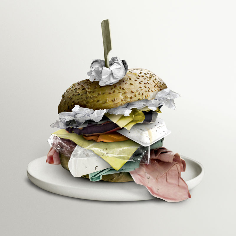 垃圾汉堡污染标签设计元素