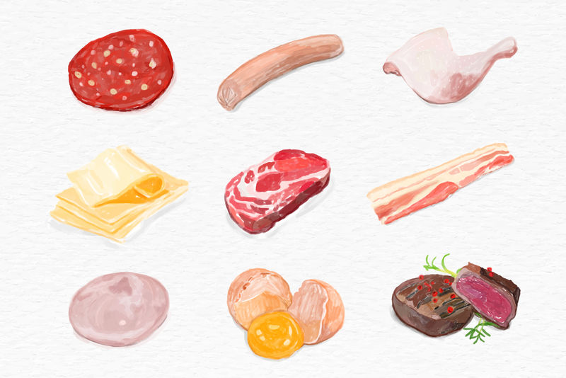 食品配料psd水彩插画套装