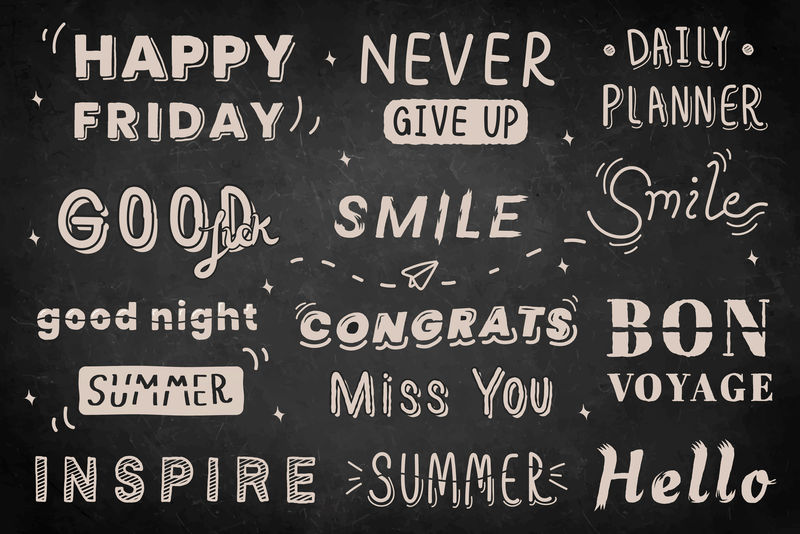 背景向量上手写字体集