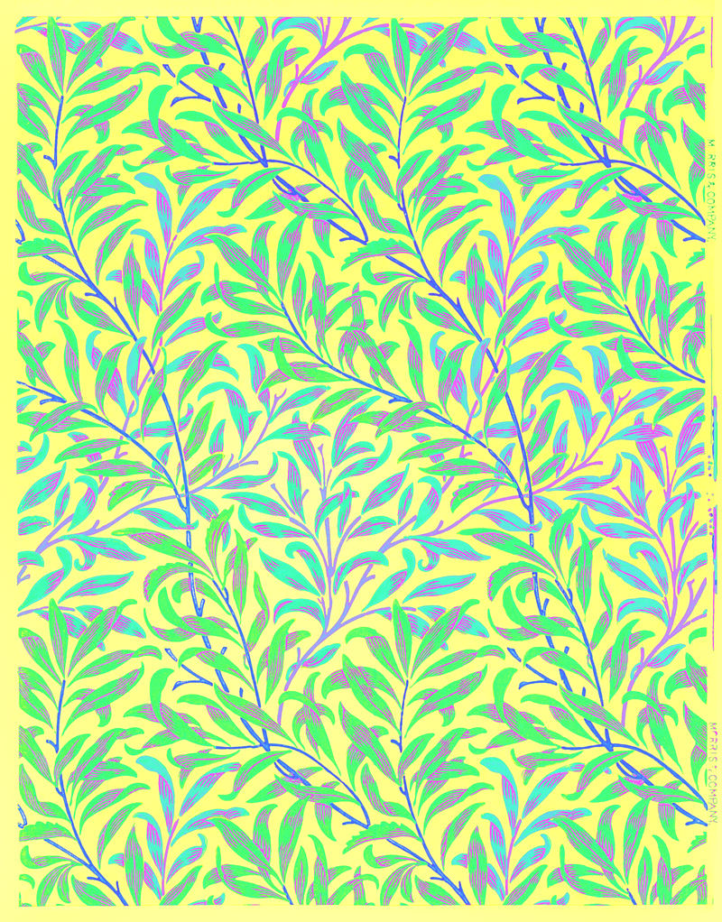 柳树墙纸图案来自威廉·莫里斯原创插图的混音