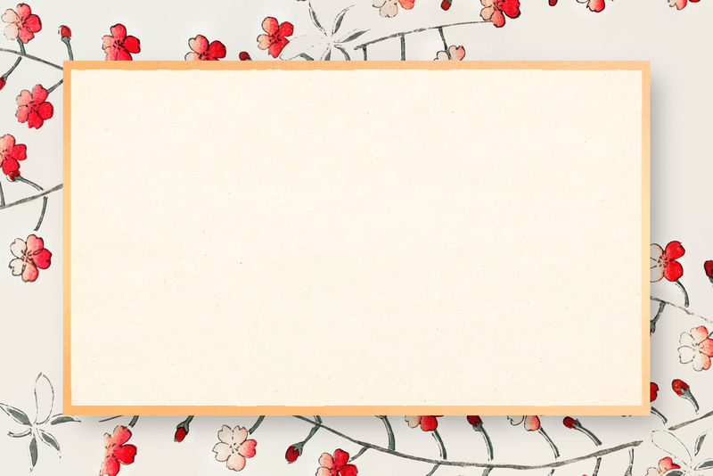 樱花图案画框矢量花东方插画