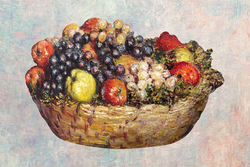篮子里的水果是从克劳德·莫奈的艺术作品中混合而成的