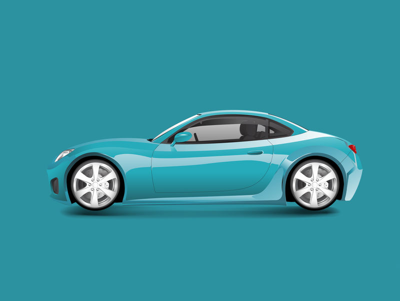 蓝色背景向量中的蓝色跑车