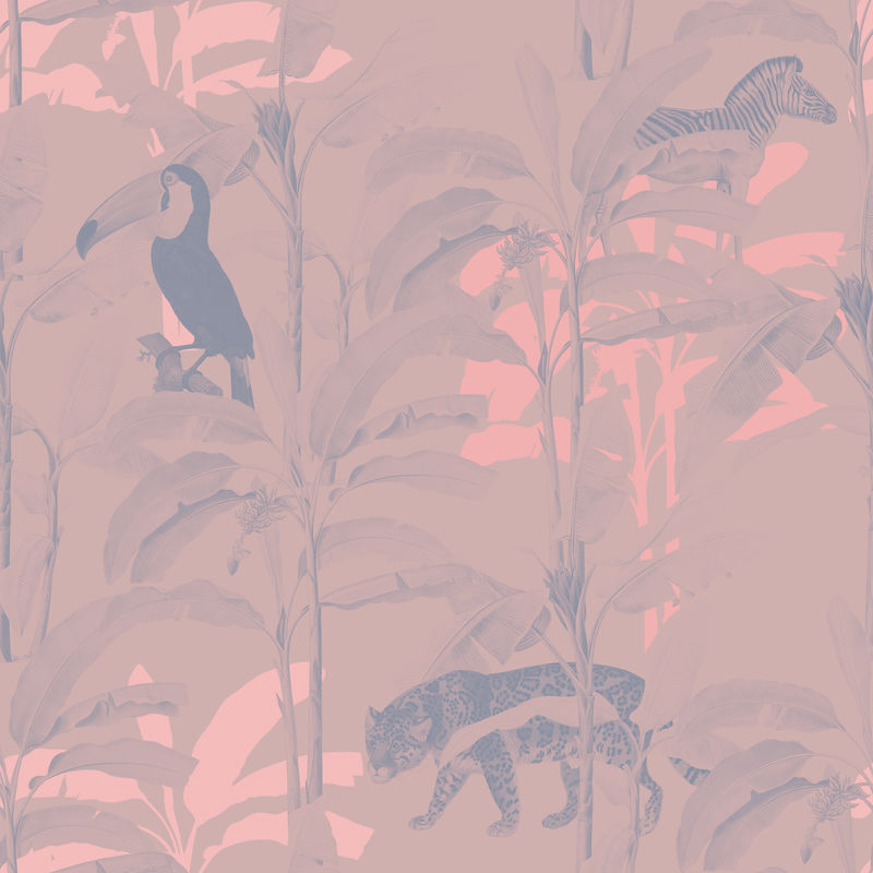 手绘热带图案粉色效果