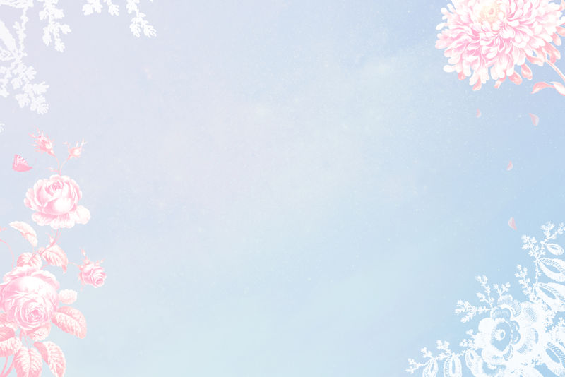 复古粉色花框蓝色和粉色背景设计元素