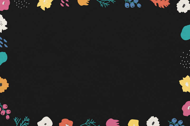 基于黑色背景向量的植物图案框架