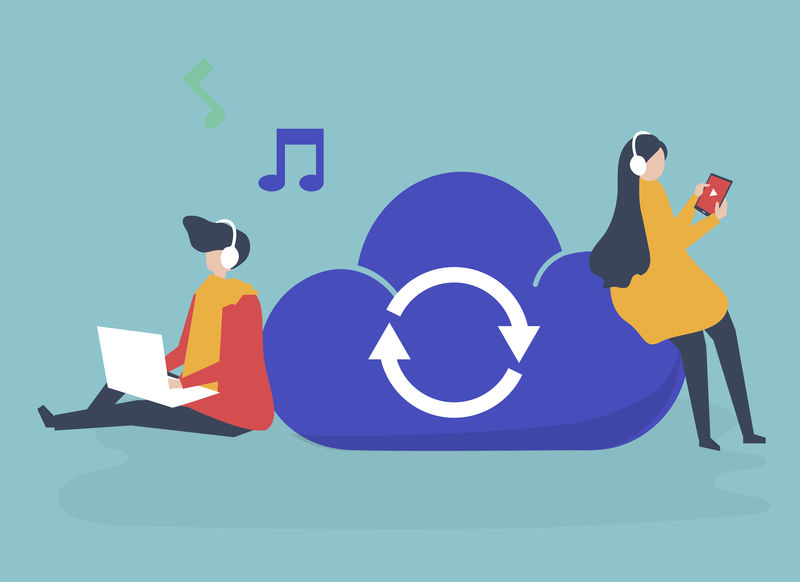 一对夫妻的性格分享和听音乐插画