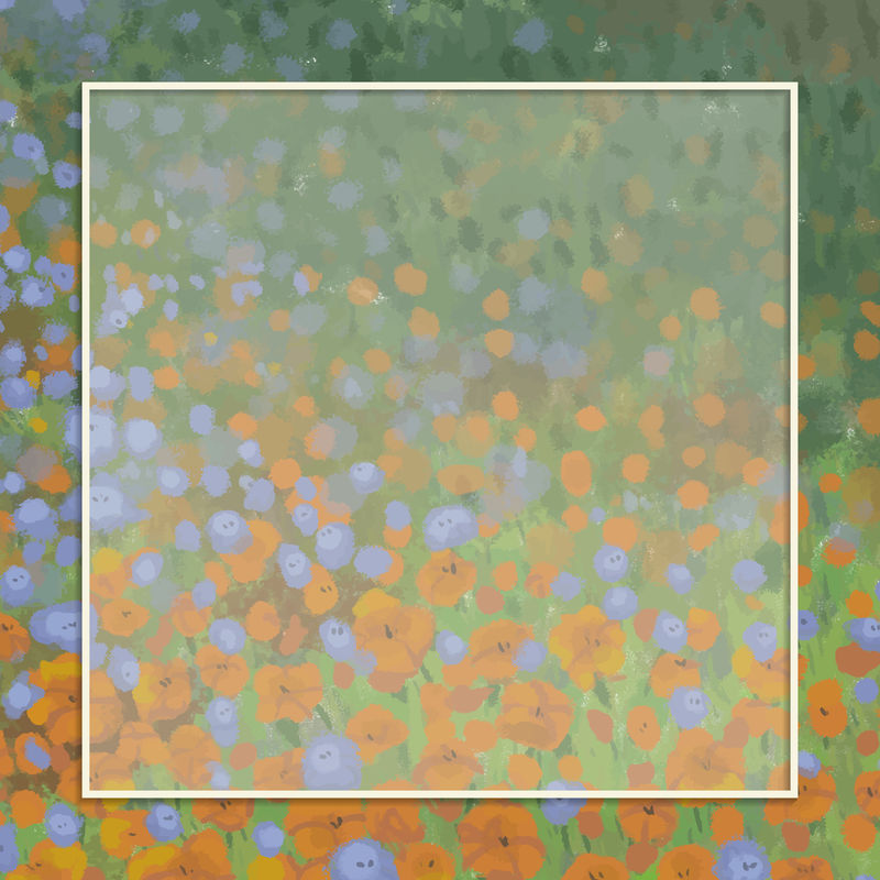 罂粟花背景上的白金框