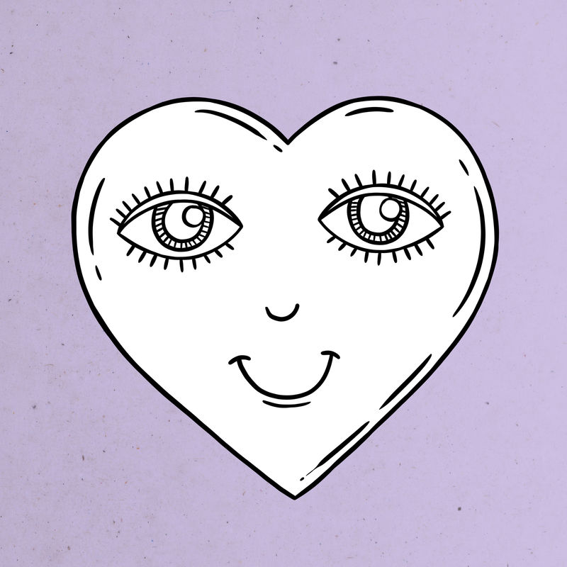 心与快乐脸贴纸设计元素