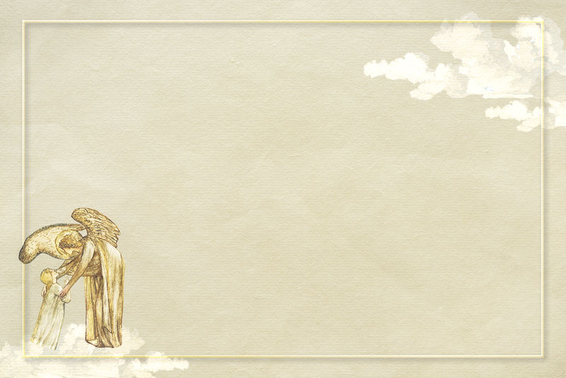 复古天使插画框架设计元素