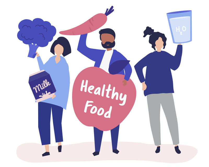 持有健康食品图标的人