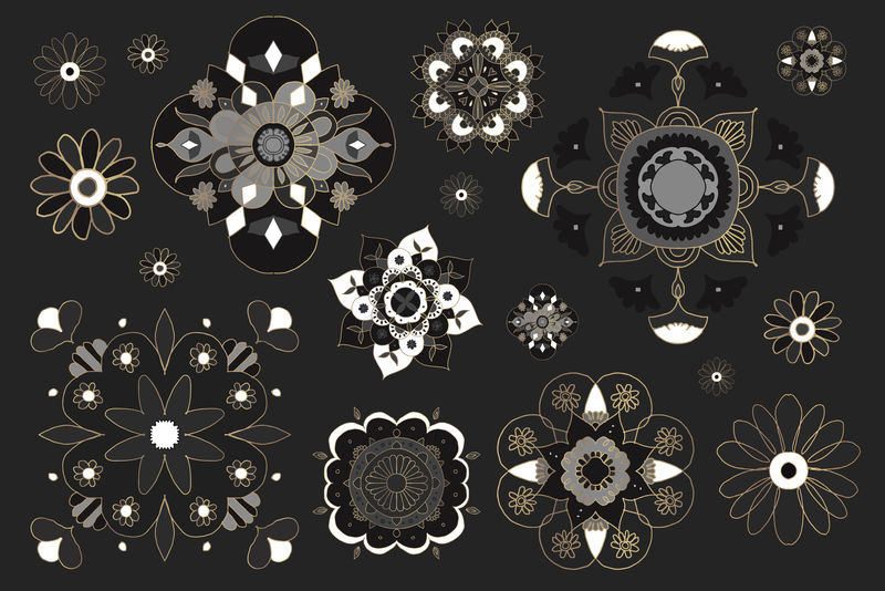 东方曼陀罗符号psd印度风格套装