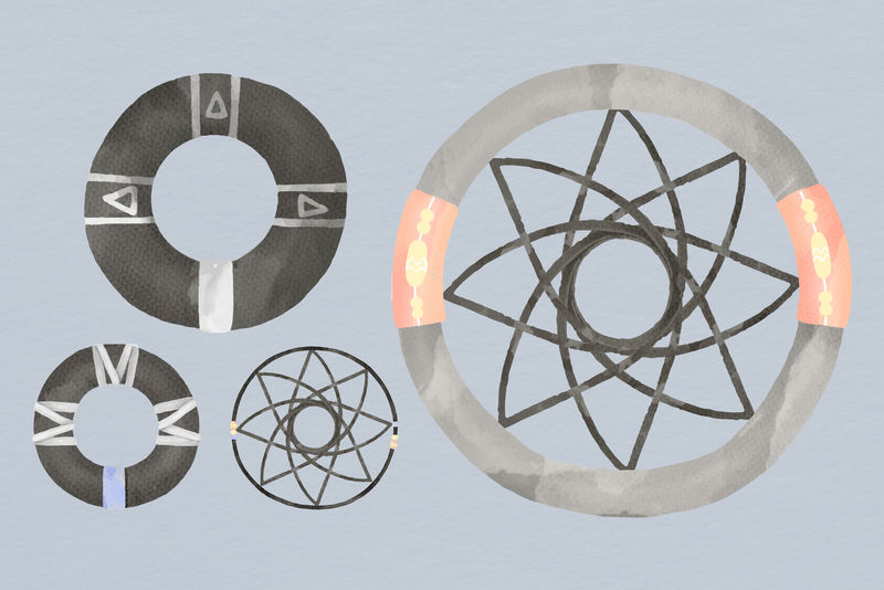 水彩画波希米亚梦境捕捉器psd集