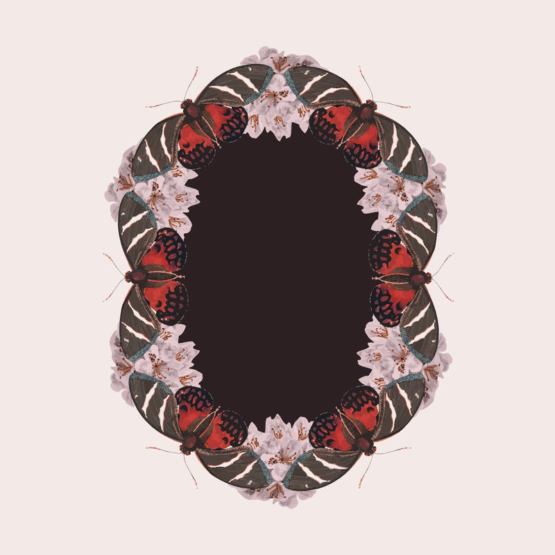 复古蝴蝶图案psd框架由乔治·肖的自然者杂集混合而成