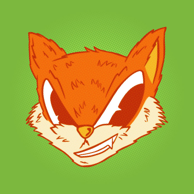 卡通狡猾狐狸贴纸设计元素