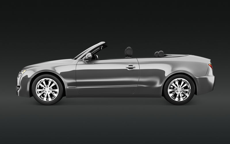 三维银色敞篷车侧视图