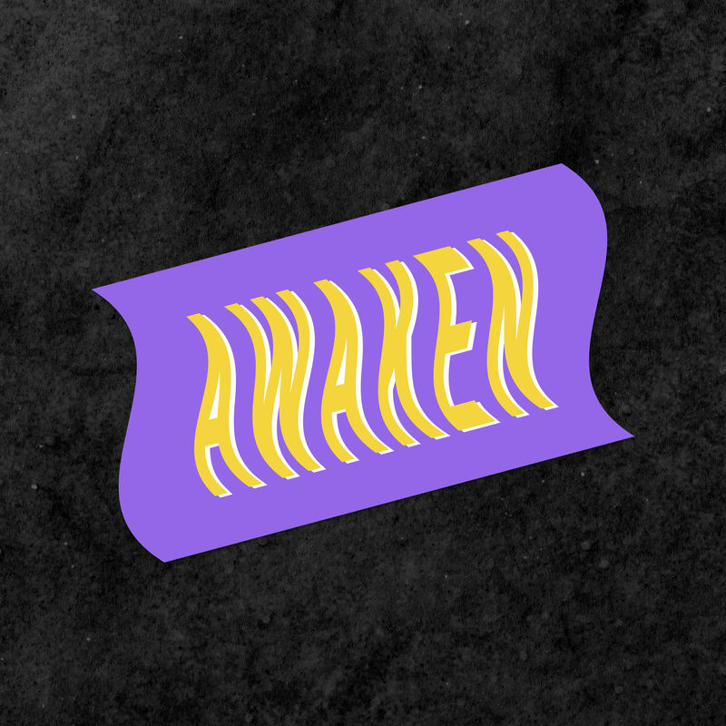 Psd唤醒字彩色复古贴纸