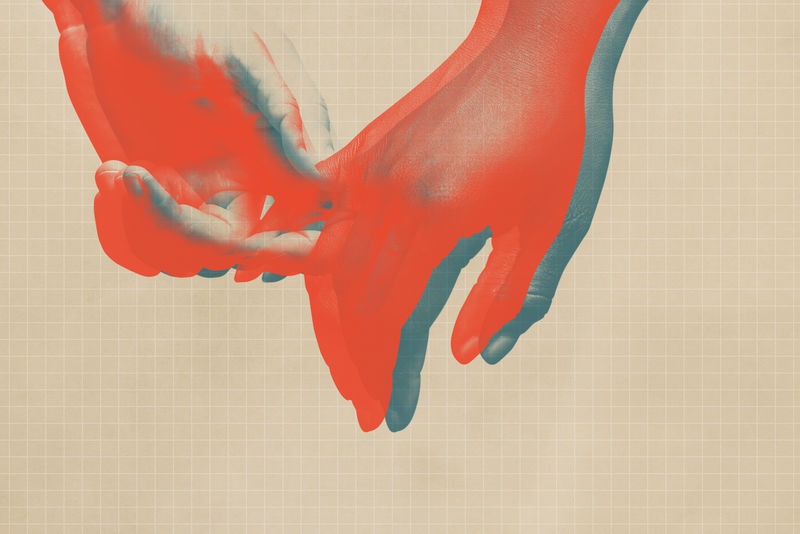 Psd亮橙色拉手特写网格背景