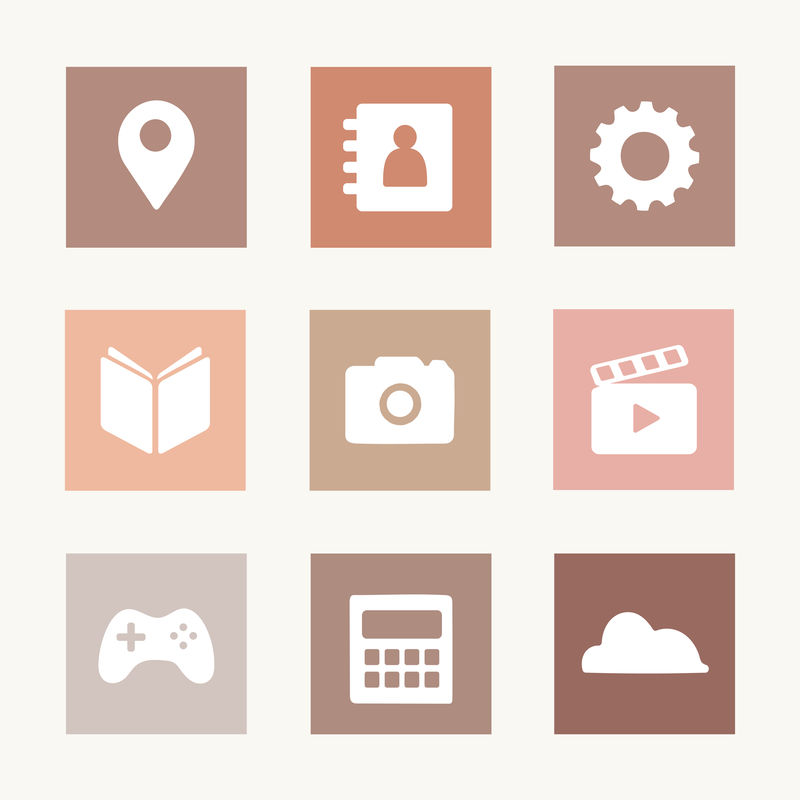 简单的平板应用程序图标矢量在地球色调的手机