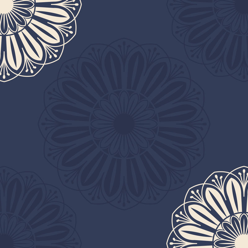 斋月穆巴拉克和开斋节的蓝色伊斯兰花卉背景矢量