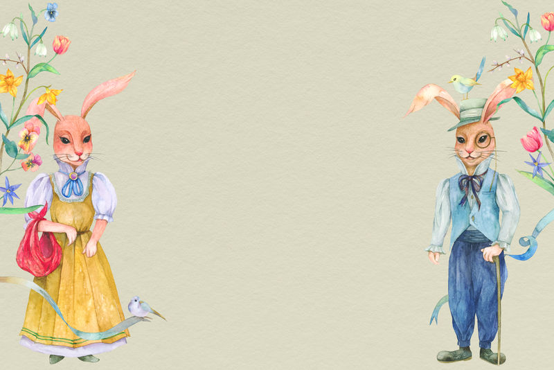 花园里的复古复活节兔子