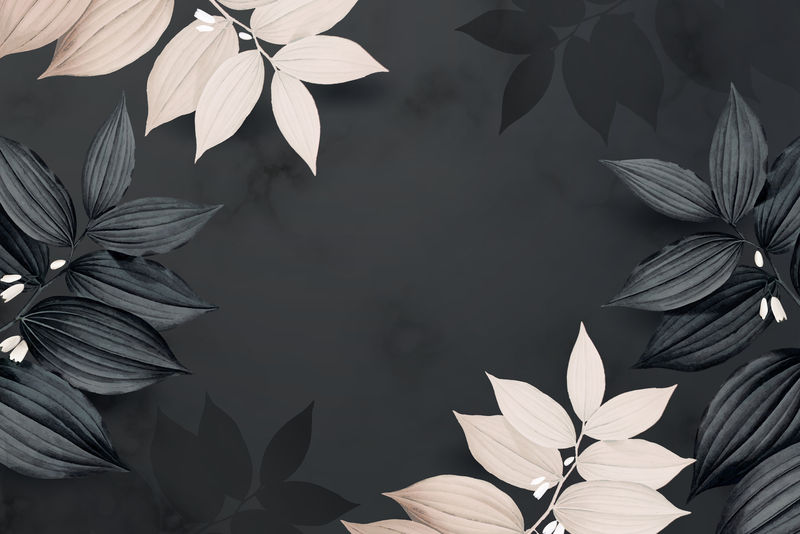 树叶图案黑色背景向量