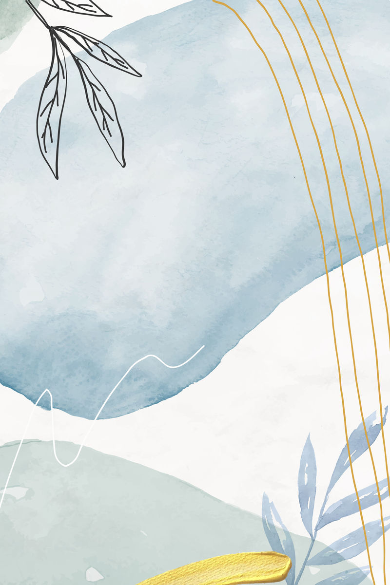 蓝色水彩花卉背景向量