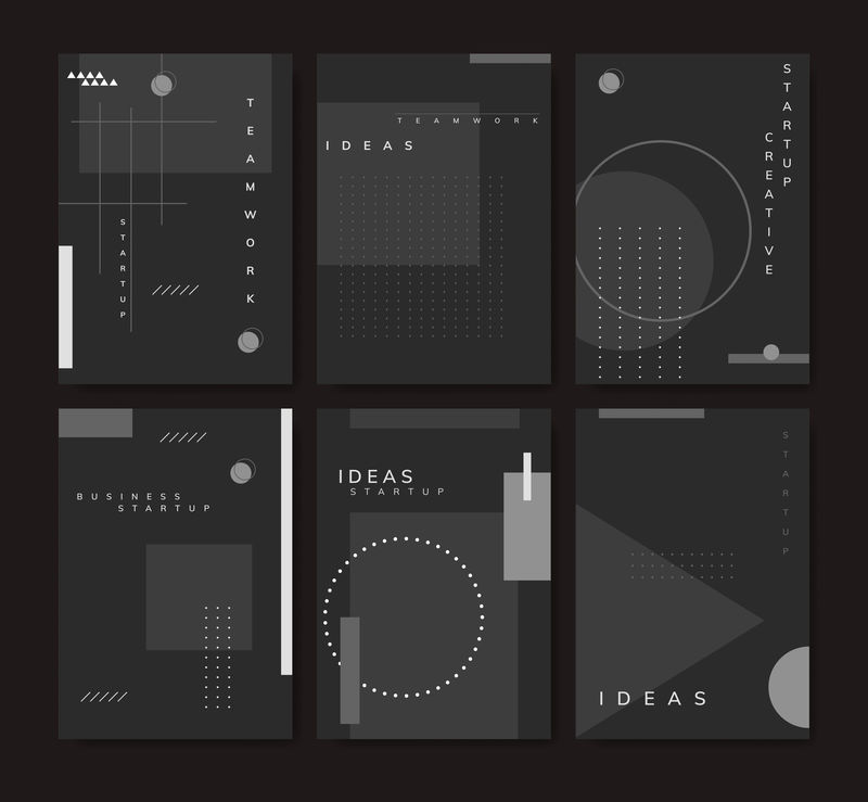 最小孟菲斯设计启动海报向量集