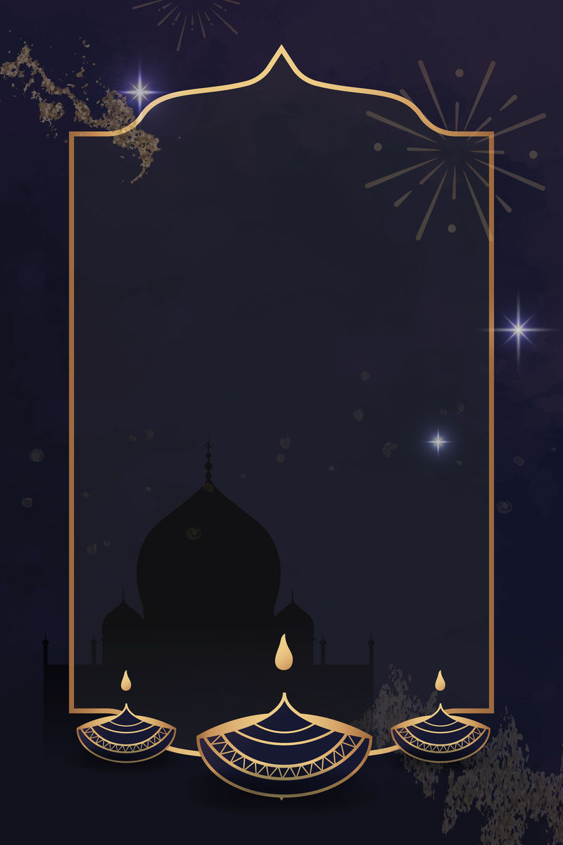 排灯节图案背景向量上的金色框架