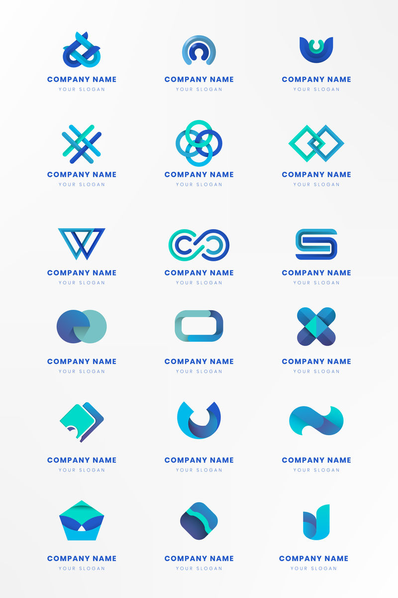 蓝色标志品牌设计向量集