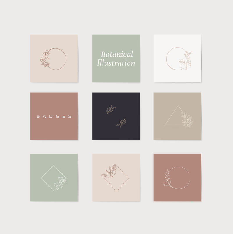 植物框架元素向量集