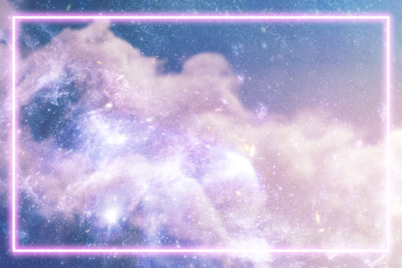 粉彩银河背景上的粉红色霓虹灯框架素材 高清图片 摄影照片 寻图免费打包下载