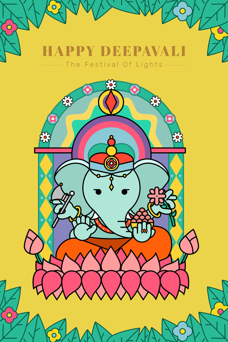 甘尼沙排灯节背景向量