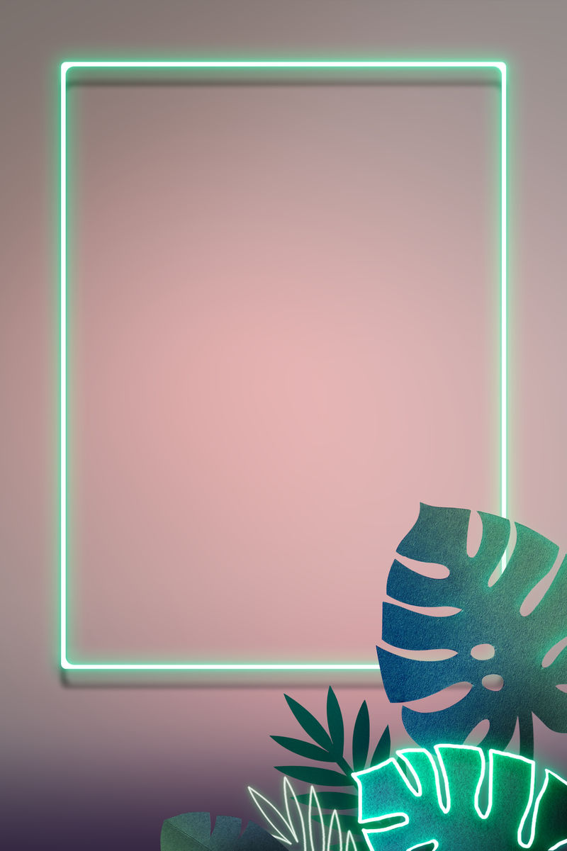 空白绿叶霓虹灯框