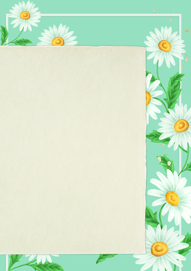 手绘白色花框蓝色背景插图