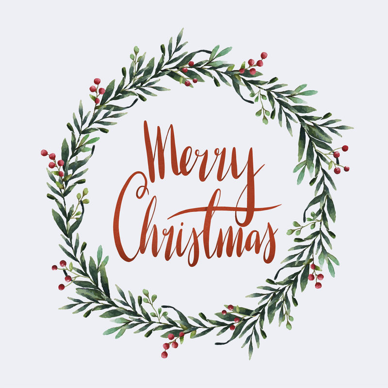 圣诞快乐水彩版式矢量