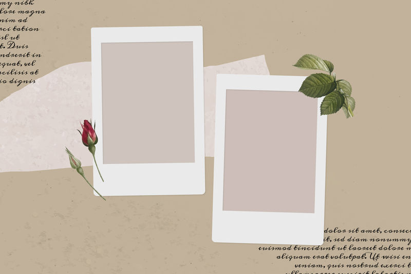 米色背景向量上的空白拼贴相框模板
